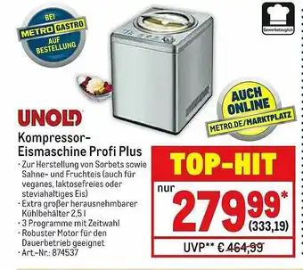 METRO Unold Kompressor Eismaschine Profi Plus Angebot