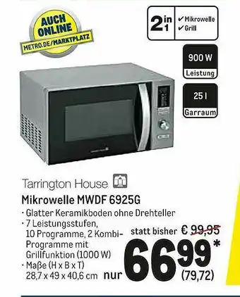 METRO Tarrington House Mikrowelle Mwdf 6925g Angebot