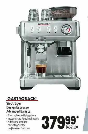 METRO Gastroback Siebträger Design Espresso Advanced Barista Angebot