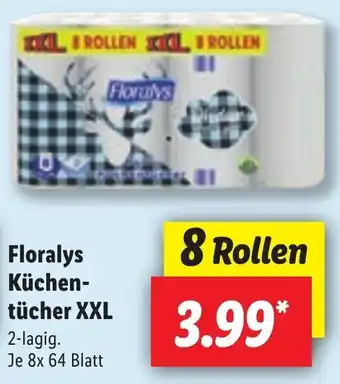 Lidl Floralys Küchentücher XXL 2-lagig, 8x64 Blatt Angebot