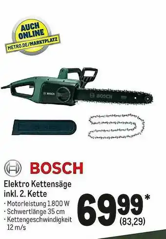 METRO Bosch Elektro Kettensäge Inkl. 2. Kette Angebot