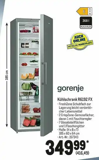 METRO Gorenje Kühlschrank R6192fx Angebot