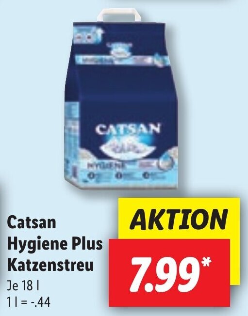 Catsan Hygiene Plus Katzenstreu 18 L Angebot bei Lidl