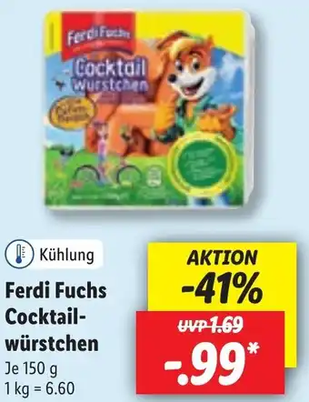 Lidl Ferdi Fuchs Cocktailwürstchen 150 g Angebot