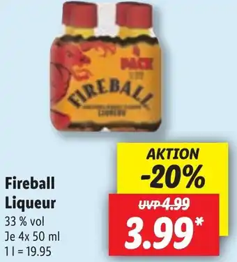 Lidl Fireball Liqueur 4x50 ml Angebot