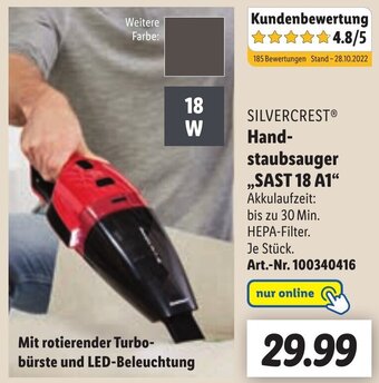 Lidl Silvercrest Handstaubsauger ,,SAST 18 A1" Angebot