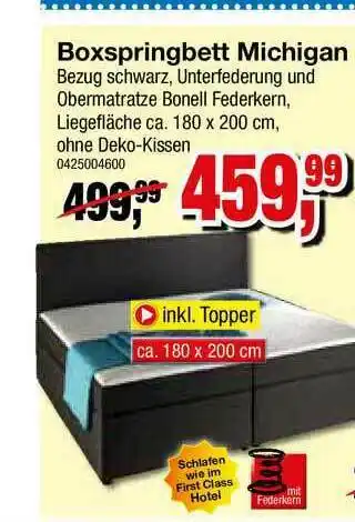 Möbelfundgrube Boxspringbett Michigan Angebot