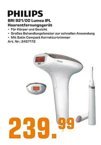 Saturn Philips Bri 921.00 Lumea Ipl Haarentfernungsgerät Angebot