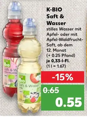 Kaufland K-Bio Saft & Wasser 0,33 L-Fl. Angebot