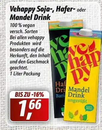 Simmel Vehappy Soja-, Hafer- Oder Mandel Drink Angebot