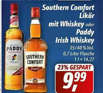 Simmel Southern Comfort Likör Mit Whiskey Oder Paddy Irish Whiskey Angebot