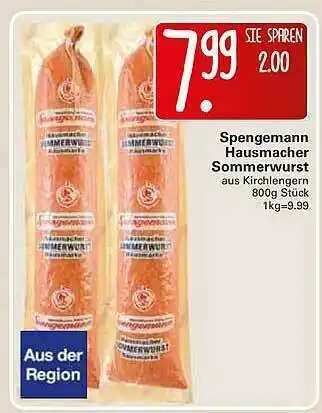 WEZ Spengemann Hausmacher Sommerwurst Angebot