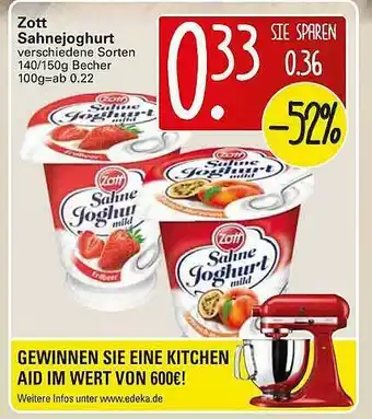 WEZ Zott Sahnejoghurt Angebot