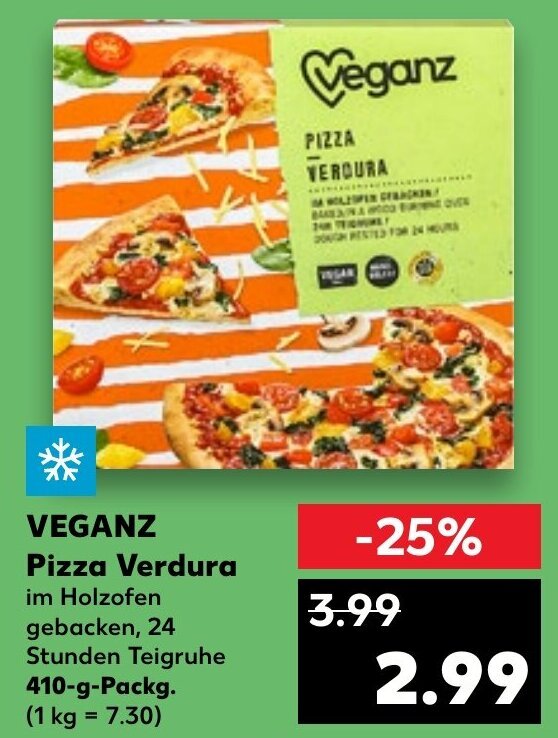 Veganz Pizza Verdura 410 g Packg. Angebot bei Kaufland