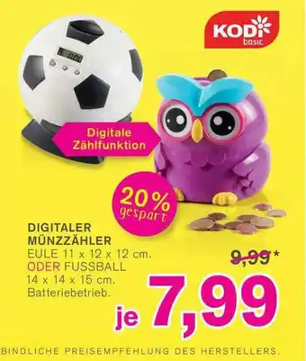 KODi Kodi Basic Digitaler Münzzähler Eule Oder Fussball Angebot