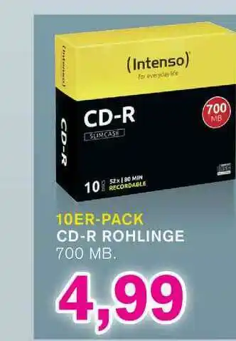 KODi Intenso Er-pack Cd-r Rohlinge Angebot