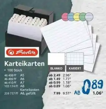 Selgros Herlitz Karteikarten Angebot