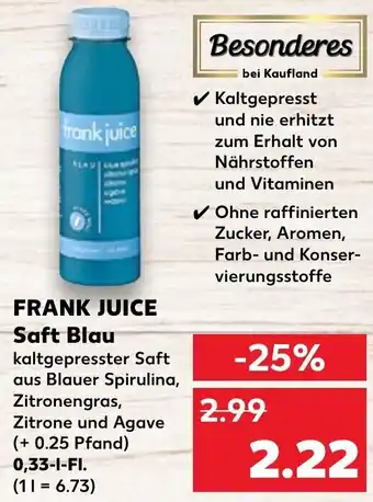 Kaufland Frank Juice Saft Blau 0,33 L-Fl. Angebot