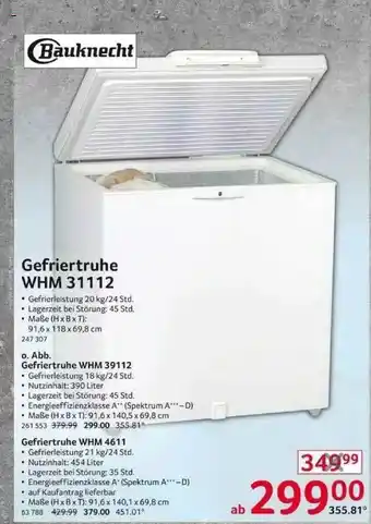 Selgros Baucknecht Gefriertruhe Whm 31112 Angebot