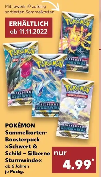 Kaufland Pokémon Sammelkarten Boosterpack ,,Schwert & Schild - Silberne Sturmwinde Angebot