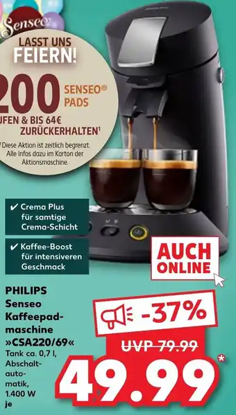 Kaufland Philips Senseo Kaffeepadmaschine CSA220/69 Angebot