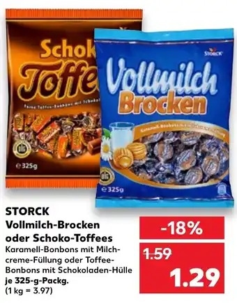 Kaufland Storck Vollmilch Brocken oder Schoko Toffees 325 g Packg. Angebot