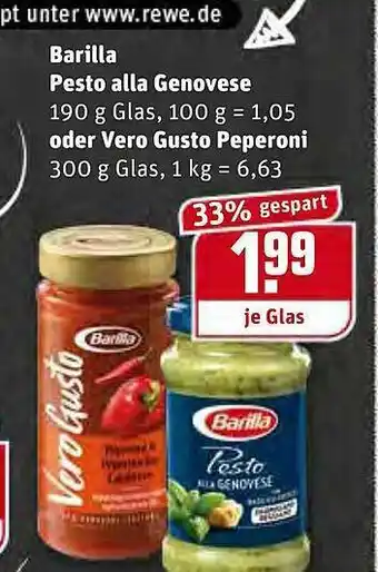 REWE Barilla Pesto Alla Genovese Oder Vero Gusto Peperoni Angebot