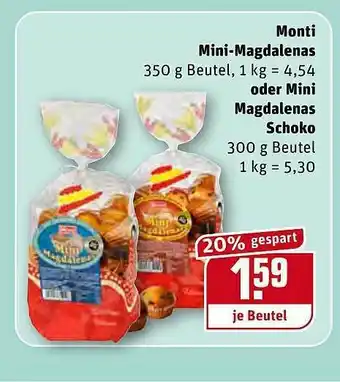 REWE Monti Mini-magdalenas Oder Mini Magdalenas Schoko Angebot