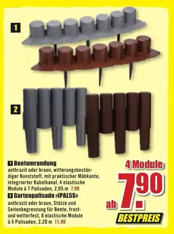 B1 Discount Baumarkt Beetumrandung oder Gartenpalisade IPAL5S Angebot