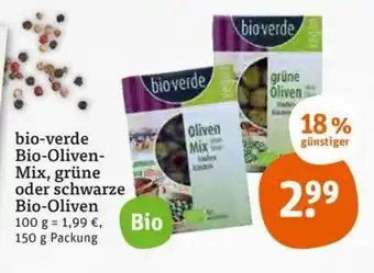 tegut Bio Verde Bio Oliven Mix, Grüne oder schwarze Bio Oliven 150g Angebot