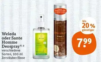 tegut Weleda oder Sante Homme Deospray 100ml Angebot