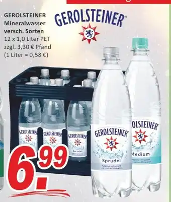 Getränke Fleischmann Gerolsteiner Mineralwasser 12*1L Angebot