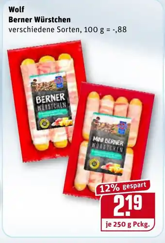 REWE Wolf Berner Würstchen 250g Angebot