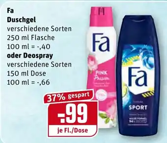 REWE Fa Duschgel 250ml oder Deospray 150ml Angebot