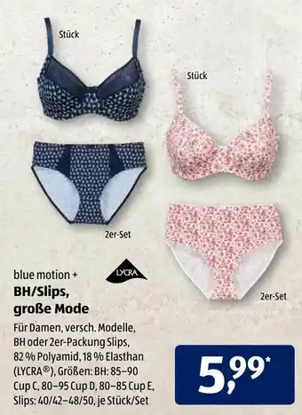 Aldi Süd Blue Motion BH/Slips, große Mode Angebot