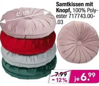 Möbel Boss Samtkissen mit Knopf Angebot