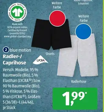 Aldi Süd Blue Motion Radler Caprihose Angebot