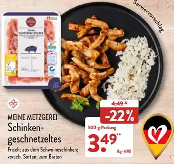 Aldi Nord Meine Metzgerei Schinkengeschnetzeltes 500 g Packung Angebot