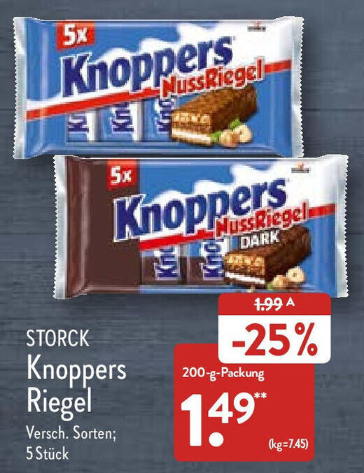 Storck Knoppers Riegel 200 g Packung Angebot bei Aldi Nord