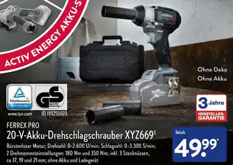 Aldi Nord Ferrex Pro 20 V Akku Drehschlagschrauber XYZ669 Angebot