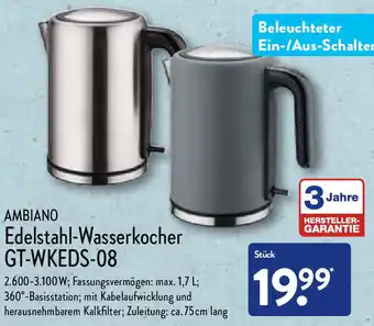 Aldi Nord Ambiano Edelstahl Wasserkocher GT-WKEDS-08 Angebot