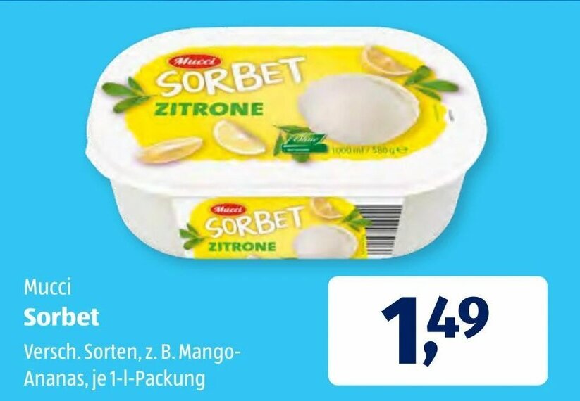 Mucci Sorbet 1L Angebot bei Aldi Süd