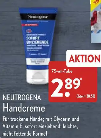 Aldi Nord Neutrogena Handcreme 75 ml Tube Angebot