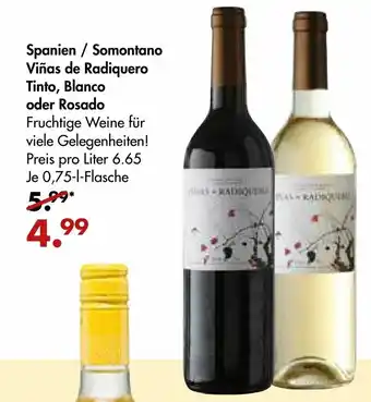 Galeria Markthalle Spanien / Somontano Viñas de Radiquero Tinto, Blanco oder Rosado 0,75L Angebot