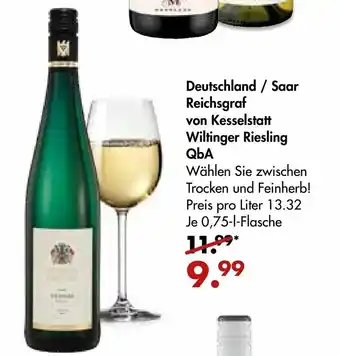 Galeria Markthalle Deutschland / Soar Reichsgraf von Kesselstatt Wiltinger Rieseling QbA 0,75L Angebot