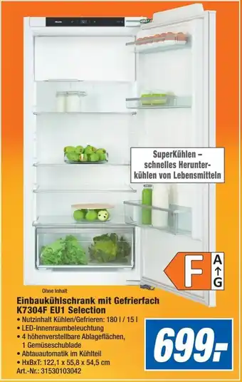 Expert Technomarkt Miele Einbaukühlschrank mit Gefrierfach K7304F EU1 Selection Angebot