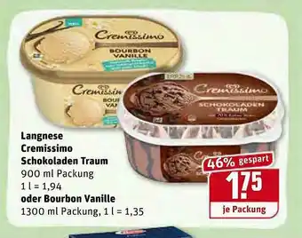 REWE Langnese Cremissimo Schokoladen Traum Oder Bourbon Vanille Angebot