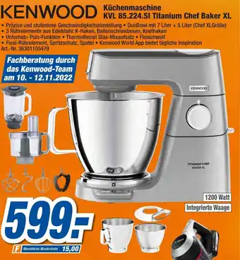 expert Techno Land Kenwood Küchenmaschine KVL 85.224.SI Titanium Chef Baker XL Angebot