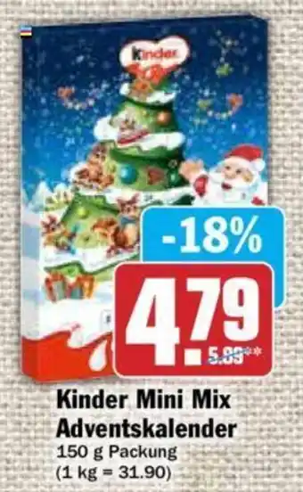 Hit Kinder Mini Mix Adventskalender 150 g Angebot