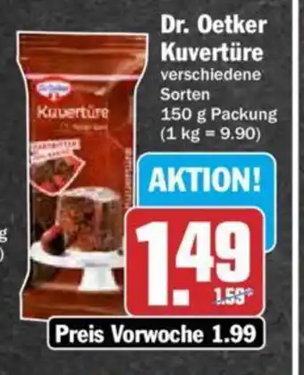 Hit Dr. Oetker Kuverture 150 g Angebot